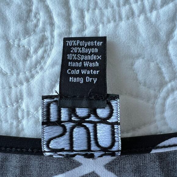 Clara Sun Woo Dolman Sleeve Tunic Black Geometric Medium M Packable Blouse - Picture 11 of 11